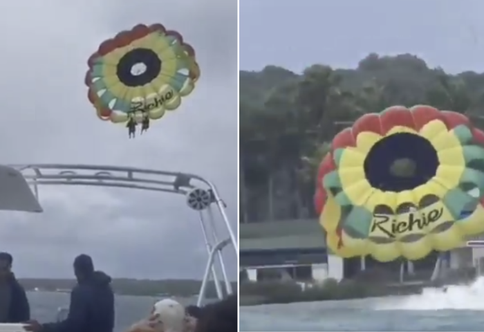 ENVIDEO Que Susto Cuerda De Parasail Se Rompe Y Pareja Es Arrastrada